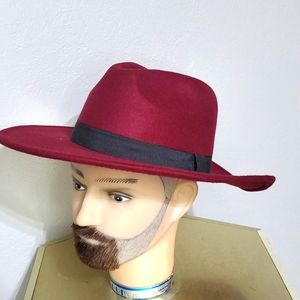 Burgundy felt cowboy hat